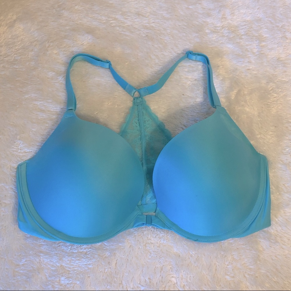 Victorias Secret Turquoise Lace Back Push Up Bra